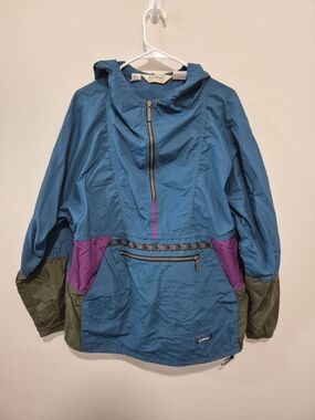 VTG 90s L.L. Bean Aztec Colorblock Hooded Anorak Jacket